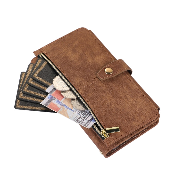 For Google Pixel 7a Dream 9-Card Wallet Zipper Bag Leather Phone Case(Brown) - Google Cases by PMC TechLife | Online Shopping South Africa | PMC TechLife | Buy Now Pay Later Mobicred