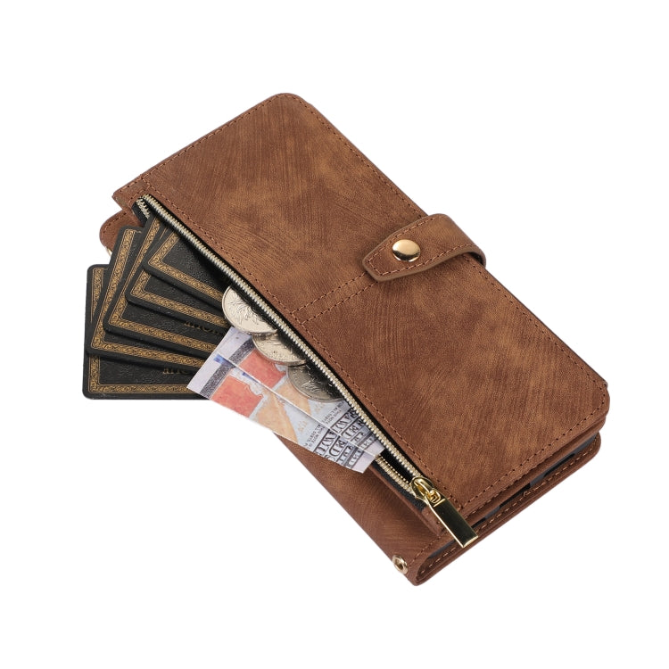 For Google Pixel 7 Pro Dream 9-Card Wallet Zipper Bag Leather Phone Case(Brown) - Google Cases by PMC TechLife | Online Shopping South Africa | PMC TechLife | Buy Now Pay Later Mobicred