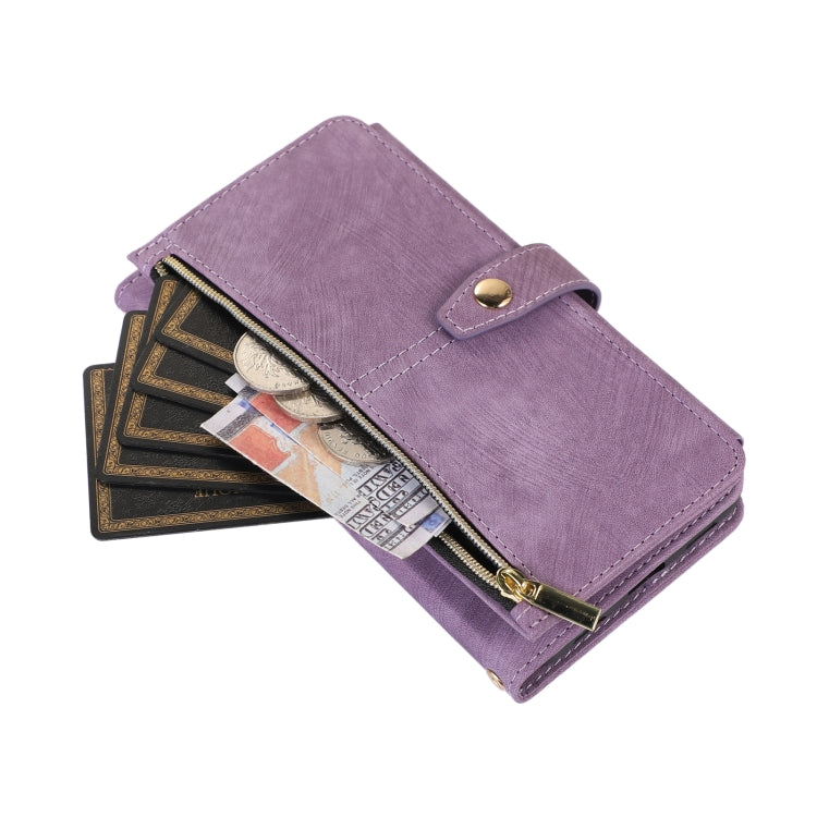 For Google Pixel 7 Dream 9-Card Wallet Zipper Bag Leather Phone Case(Purple) - Google Cases by PMC TechLife | Online Shopping South Africa | PMC TechLife | Buy Now Pay Later Mobicred