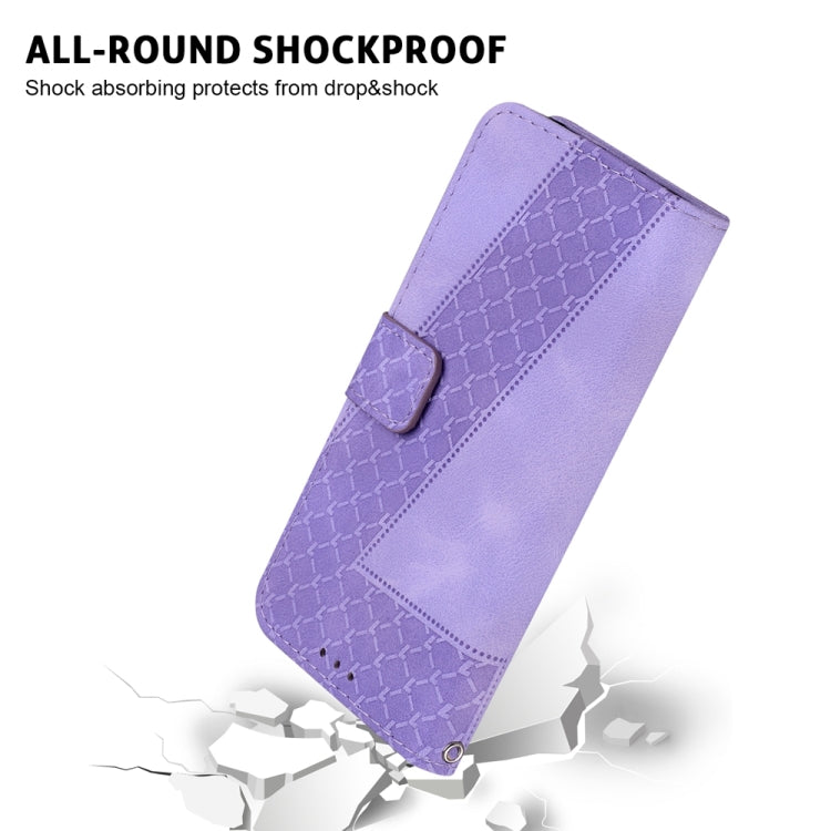 For Motorola Edge 2024 Seven-shaped Embossed Leather Phone Case(Purple) - Motorola Cases by PMC Jewellery | Online Shopping South Africa | PMC Jewellery | Buy Now Pay Later Mobicred