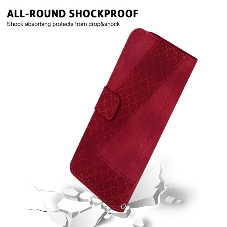 For Motorola Edge 2024 Seven-shaped Embossed Leather Phone Case(Red) - Motorola Cases by PMC Jewellery | Online Shopping South Africa | PMC Jewellery | Buy Now Pay Later Mobicred