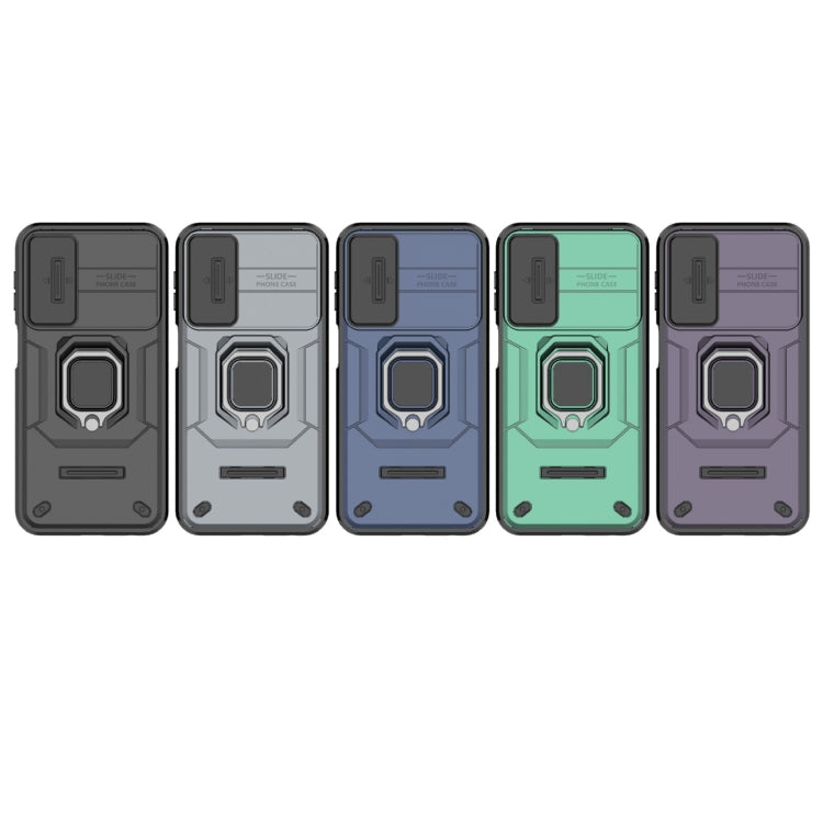 For Samsung Galaxy M34 5G India Sliding Camshield TPU + PC Shockproof Phone Case with Holder(Black) - Galaxy Phone Cases by PMC TechLife | Online Shopping South Africa | PMC TechLife | Buy Now Pay Later Mobicred