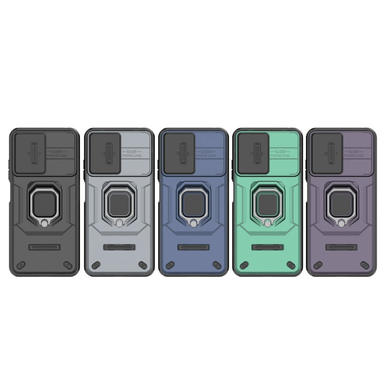 For Xiaomi Redmi Note 12S 4G Global Sliding Camshield TPU + PC Shockproof Phone Case with Holder(Grey) - Xiaomi Cases by PMC TechLife | Online Shopping South Africa | PMC TechLife | Buy Now Pay Later Mobicred