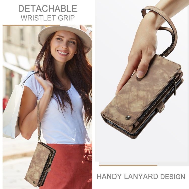 For Samsung Galaxy Z Fold5 CaseMe 008 Multifunctional Zipper Wallet Phone Leather Case(Brown) - free shipping - PMC Jewellery - Order now!