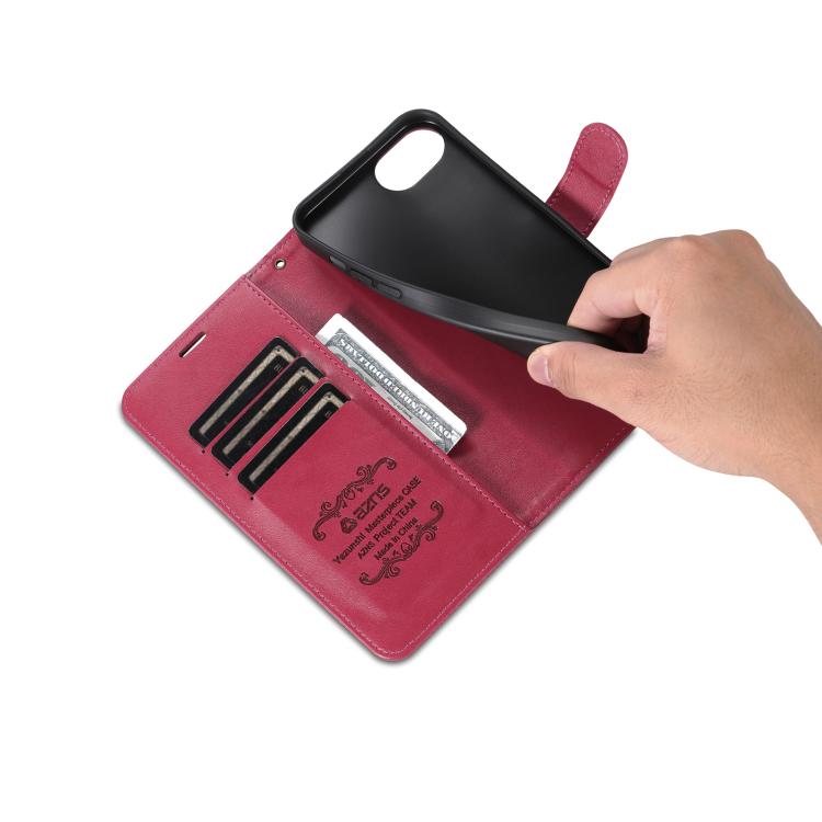 For iPhone 16e AZNS Sheepskin Texture Flip Leather Phone Case(Red) - iPhone 16e Cases by AZNS | Online Shopping South Africa | PMC TechLife | Buy Now Pay Later Mobicred