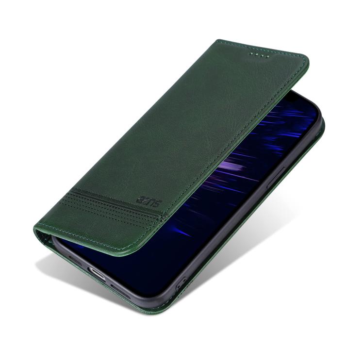 For iPhone 16e AZNS Magnetic Calf Texture Flip Leather Phone Case(Dark Green) - iPhone 16e Cases by AZNS | Online Shopping South Africa | PMC TechLife | Buy Now Pay Later Mobicred