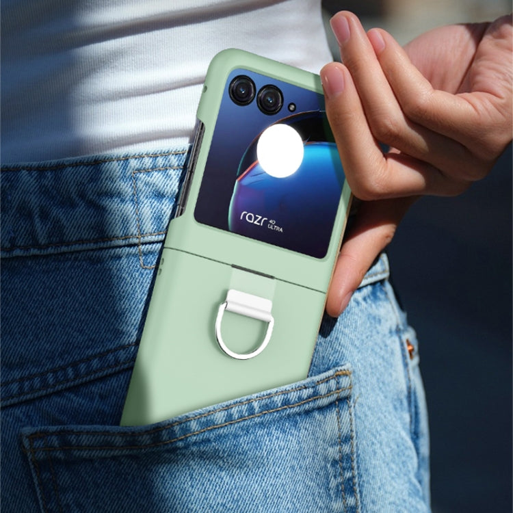 For Motorola Razr 40 Ultra Skin Feel Silicone Foldable Phone Case with Ring(Dark Blue) - Motorola Cases by PMC TechLife | Online Shopping South Africa | PMC TechLife