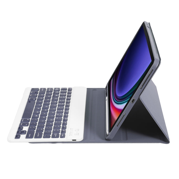 For Samsung Galaxy Tab S9 FE A710B Candy Color TPU Bluetooth Keyboard Leather Tablet Case with Pen Holder(Purple) - Samsung Keyboard by PMC TechLife | Online Shopping South Africa | PMC TechLife
