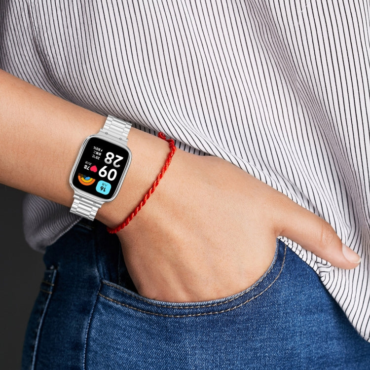 For Redmi Watch 3 Lite / Watch 3 Active 2 in 1 Three-bead Metal Watch Band with Watch Frame(Silver) - free shipping - PMC TechLife - Order now!