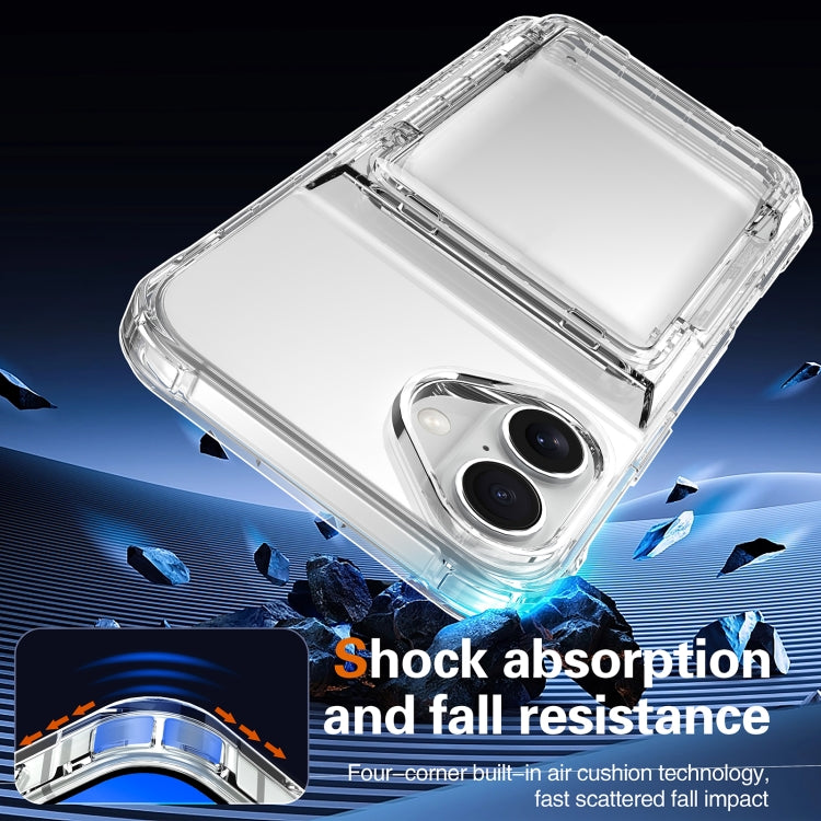 For iPhone 16 Plus Crystal Clear Flip Card Slot Phone Case(Transparent) - iPhone 16 Plus Cases by PMC TechLife | Online Shopping South Africa | PMC TechLife | Buy Now Pay Later Mobicred