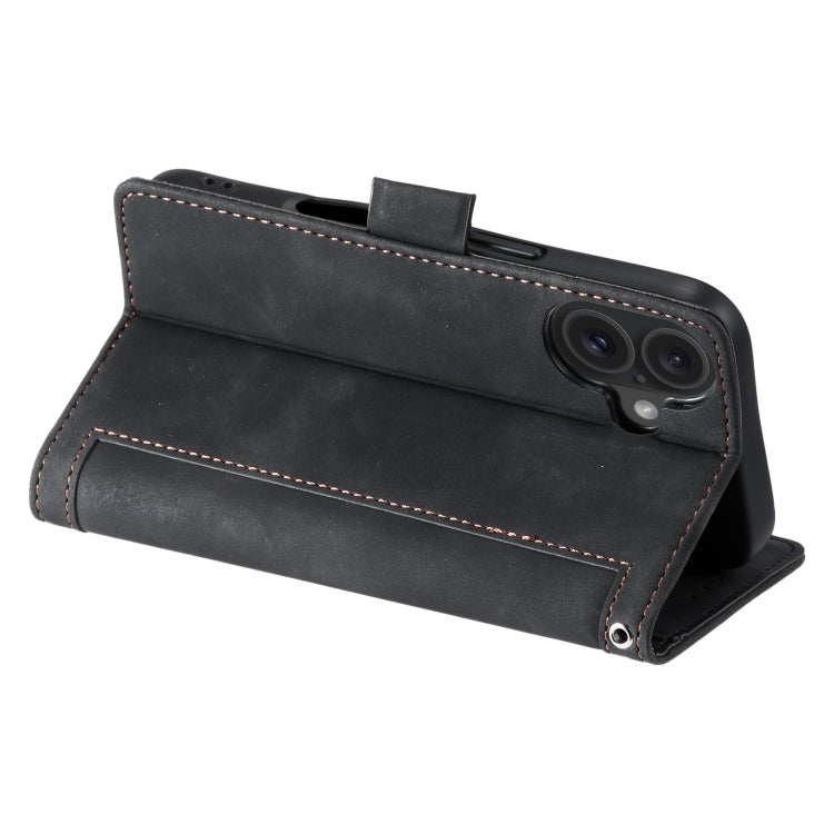 For iPhone 16 Plus Retro Splicing Horizontal Flip Leather Phone Case(Black) - free shipping - PMC TechLife - Order now!