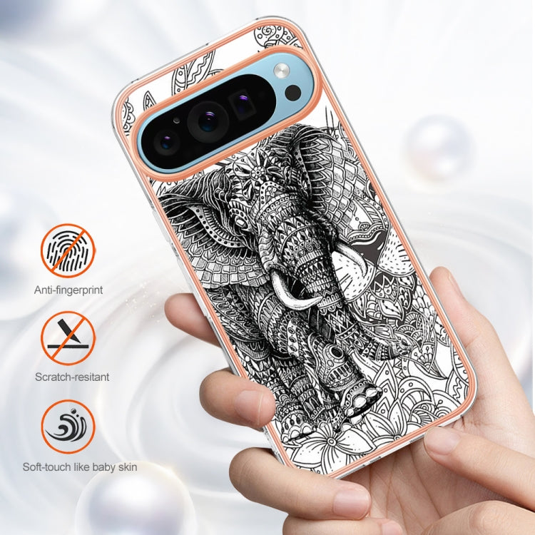 For Google Pixel 9 / 9 Pro Electroplating Dual-side IMD Phone Case(Totem Elephant) - Google Cases by PMC TechLife | Online Shopping South Africa | PMC TechLife | Buy Now Pay Later Mobicred
