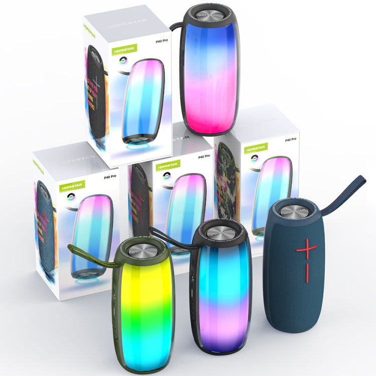 HOPESTAR P40 Pro IPX6 Waterproof RGB Light Wireless Bluetooth Speaker(Army Green) - free shipping - PMC Jewellery - Order now!