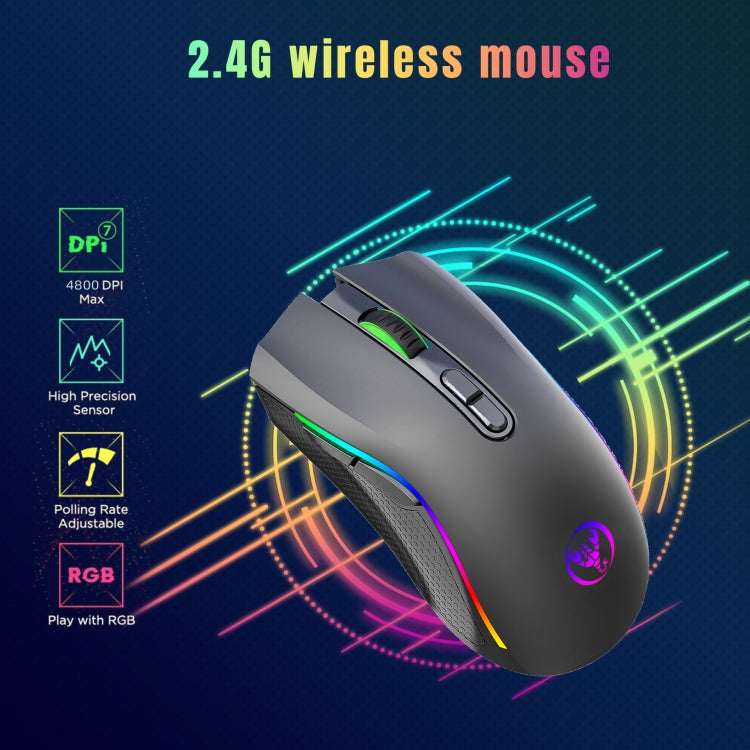 HXSJ T69 4800DPI RGB 2.4GHz Wireless Mouse(Black) - free shipping - PMC Jewellery - Order now!