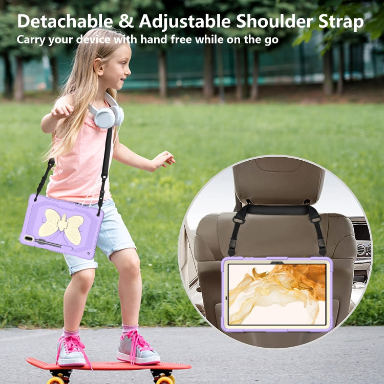 For Samsung Galaxy Tab S9 Butterfly Kickstand Heavy Duty Hard Rugged Tablet Case(Beige+Raro Purple) - free shipping - PMC Jewellery - Order now!