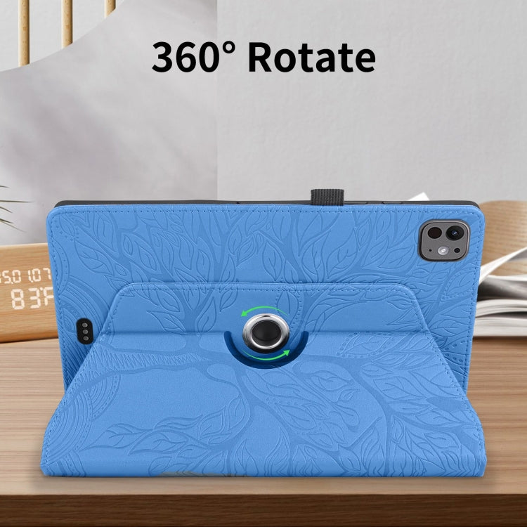 For iPad Pro 13 2024 Tree Life Embossed Rotation Leather Smart Tablet Case(Blue) - iPad Pro 13 2024 Cases by PMC TechLife | Online Shopping South Africa | PMC TechLife | Buy Now Pay Later Mobicred