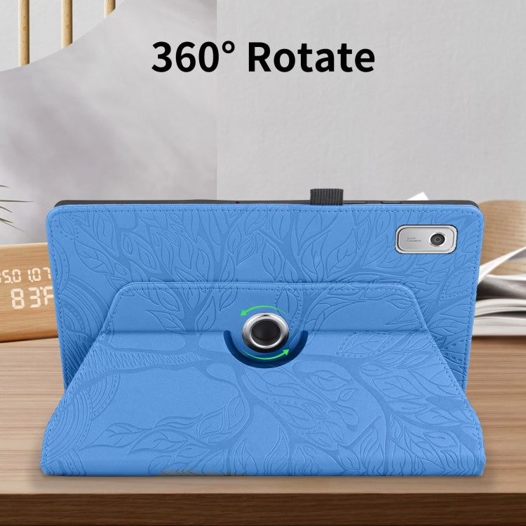 For Lenovo Tab M9 Tree Life Embossed Rotation Leather Tablet Case(Blue) - Lenovo by PMC TechLife | Online Shopping South Africa | PMC TechLife | Buy Now Pay Later Mobicred