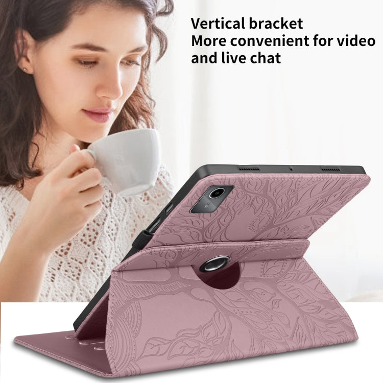 For Lenovo Tab M11 / Xiaoxin Pad 11 2024 Tree Life Embossed Rotation Leather Tablet Case(Rose Gold) - free shipping - PMC Jewellery - Order now!