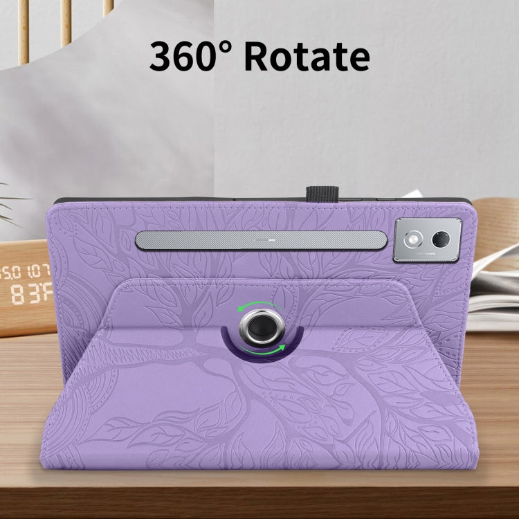 For Lenovo Tab P12 / Xiaoxin Pad Pro 12.7 2025 Tree Life Embossed Rotation Leather Tablet Case(Purple) - Lenovo by PMC TechLife | Online Shopping South Africa | PMC TechLife | Buy Now Pay Later Mobicred