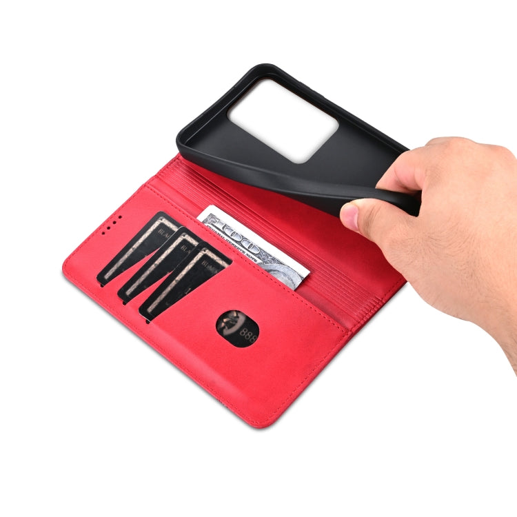 For OPPO Reno11 F AZNS Magnetic Calf Texture Flip Leather Phone Case(Red) - OPPO Cases by AZNS | Online Shopping South Africa | PMC Jewellery | Buy Now Pay Later Mobicred