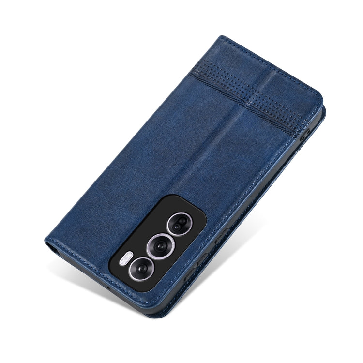 For OPPO Reno12 Pro Global AZNS Magnetic Calf Texture Flip Leather Phone Case(Dark Blue) - free shipping - PMC Jewellery - Order now!