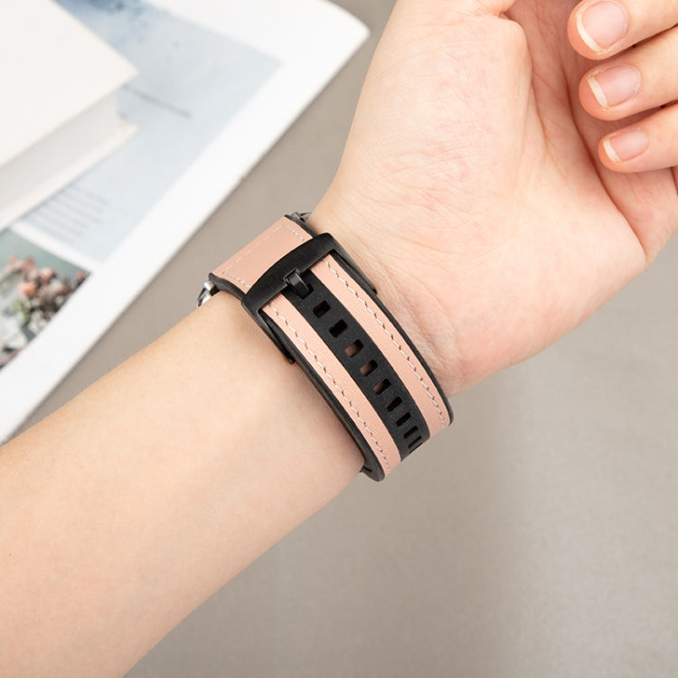 For Apple Watch SE 2023 44mm Hybrid Leather Silicone Watch Band(Blue) - Watch Bands by PMC TechLife | Online Shopping South Africa | PMC TechLife