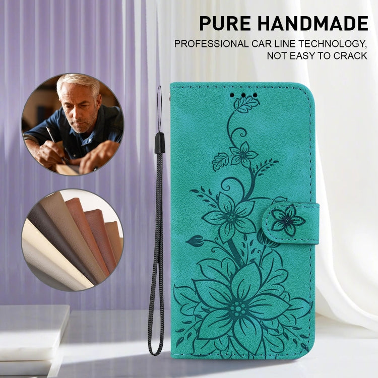 For Motorola Edge 50 Pro Lily Embossed Leather Phone Case(Green) - Motorola Cases by PMC TechLife | Online Shopping South Africa | PMC TechLife | Buy Now Pay Later Mobicred