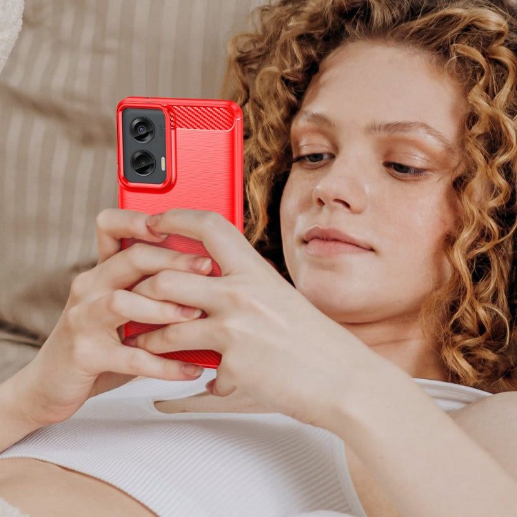 For Motorola Moto G Stylus 5G 2024 Brushed Texture Carbon Fiber TPU Phone Case(Red) - Motorola Cases by PMC TechLife | Online Shopping South Africa | PMC TechLife | Buy Now Pay Later Mobicred