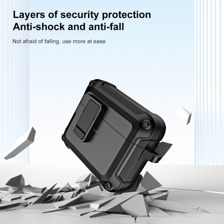 For AirPods 3 TPU + PC Wireless Bluetooth Earphone Protective Case with Switch Lock & Hook(Blue) - For AirPods 3 by PMC Jewellery | Online Shopping South Africa | PMC Jewellery | Buy Now Pay Later Mobicred