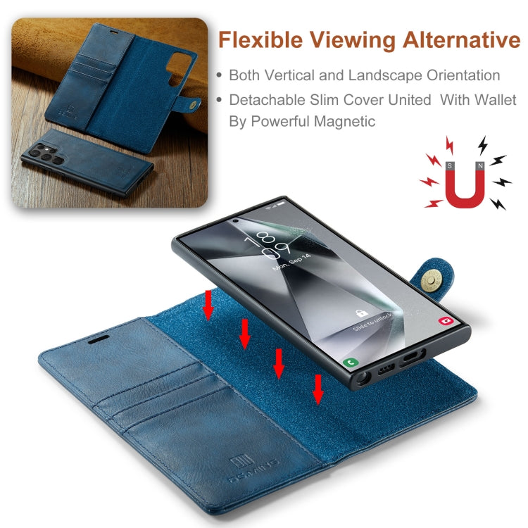 For Samsung Galaxy S24 Ultra 5G DG.MING Crazy Horse Texture Detachable Magnetic Leather Case(Blue) - free shipping - PMC Jewellery - Order now!