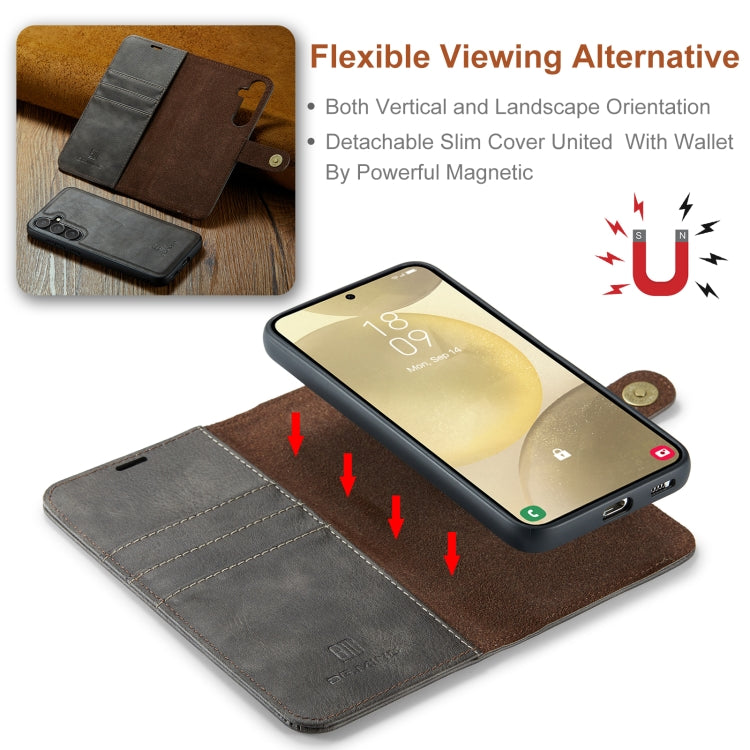 For Samsung Galaxy S24+ 5G DG.MING Crazy Horse Texture Detachable Magnetic Leather Case(Grey) - free shipping - PMC Jewellery - Order now!