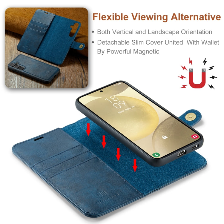For Samsung Galaxy S24 5G DG.MING Crazy Horse Texture Detachable Magnetic Leather Case(Blue) - free shipping - PMC Jewellery - Order now!