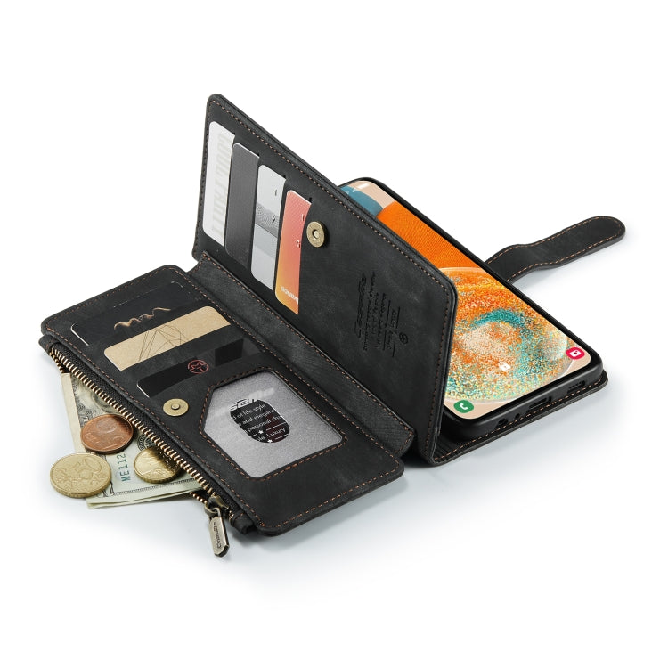 For Samsung Galaxy A23 CaseMe C30 Card Slots Zipper Wallet Leather Phone Case(Black) - free shipping - PMC Jewellery - Order now!