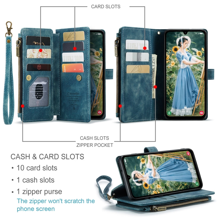 For Samsung Galaxy A15 CaseMe C30 Card Slots Zipper Wallet Leather Phone Case(Blue) - free shipping - PMC Jewellery - Order now!