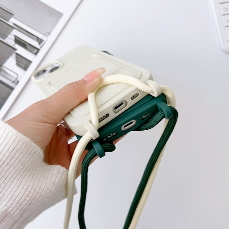 For iPhone 15 Plus Crossbody Lanyard Elastic Silicone Card Holder Phone Case(Dark Green) - iPhone 15 Plus Cases by PMC TechLife | Online Shopping South Africa | PMC TechLife