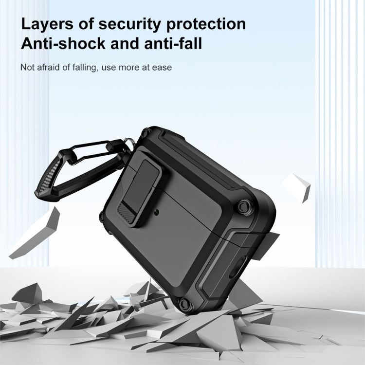 For AirPods Pro 2 TPU + PC Wireless Bluetooth Earphone Protective Case with Switch Lock & Hook(Blue) - For AirPods Pro 2 by PMC Jewellery | Online Shopping South Africa | PMC Jewellery | Buy Now Pay Later Mobicred