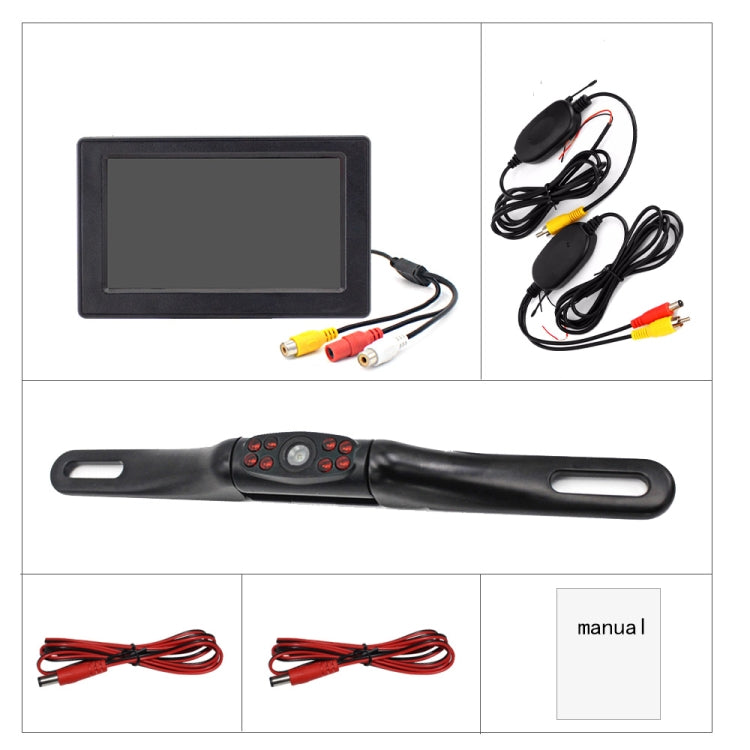 PZ703 413C-W Car Waterproof External Wireless Reversing Image Night Vision Camera + 4.3 inch Rearview Monitor - Rear View Cameras by PMC TechLife | Online Shopping South Africa | PMC TechLife | Buy Now Pay Later Mobicred