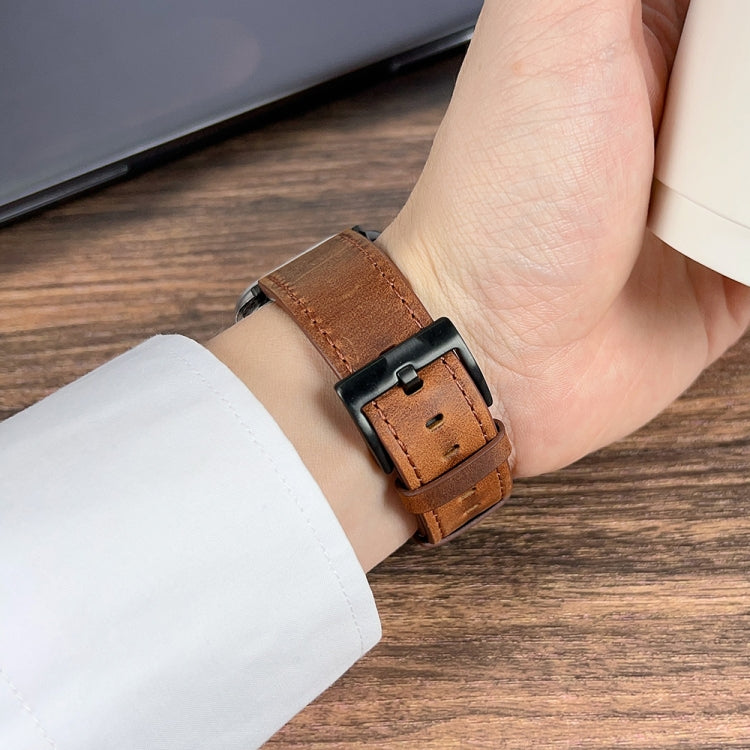 For Apple Watch Ultra 2 49mm Retro Texture Leather Watch Band(Coffee Color) - Watch Bands by PMC TechLife | Online Shopping South Africa | PMC TechLife | Buy Now Pay Later Mobicred