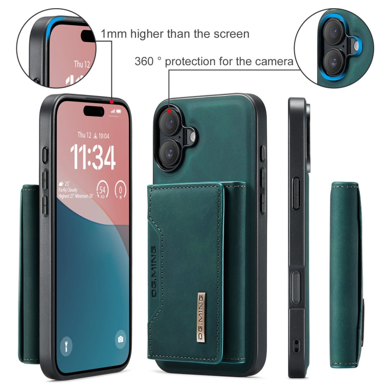 For iPhone 16 DG.MING M2 Series 3-Fold Card Bag Wallet Leather Phone Case(Green) - free shipping - PMC Jewellery - Order now!