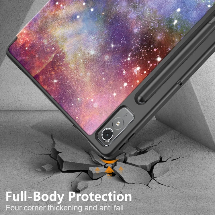 For Lenovo Tab P12 12.7 /P12 Pro 2nd Gen 3-folding Painted TPU Smart Leather Tablet Case(Milky Way) - Lenovo by PMC TechLife | Online Shopping South Africa | PMC TechLife | Buy Now Pay Later Mobicred