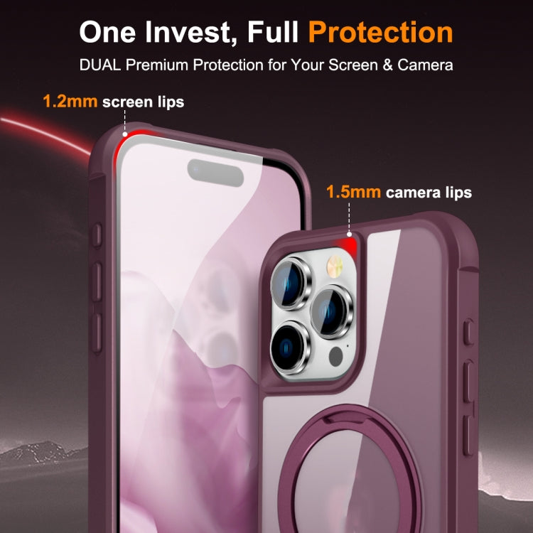 For iPhone 15 Pro MagSafe Magnetic Rotating Holder Phone Case(Wine Red) - iPhone 15 Pro Cases by PMC TechLife | Online Shopping South Africa | PMC TechLife