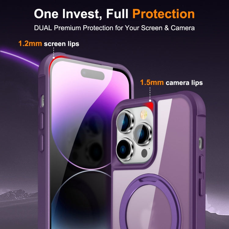 For iPhone 14 Pro Max MagSafe Magnetic Rotating Holder Phone Case(Purple) - iPhone 14 Pro Max Cases by PMC TechLife | Online Shopping South Africa | PMC TechLife