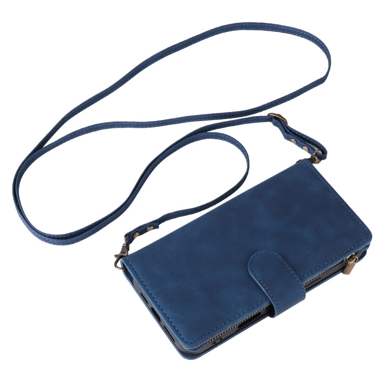 For iPhone 16 Plus Crossbody Multi-card Slot Wallet Zipper Leather Phone Case(Dark Blue) - iPhone 16 Plus Cases by PMC TechLife | Online Shopping South Africa | PMC TechLife | Buy Now Pay Later Mobicred