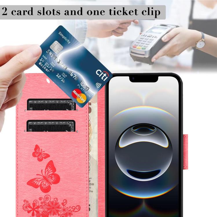 For iPhone 16e Butterfly Embossed Flip Leather Phone Case(Pink) - iPhone 16e Cases by PMC TechLife | Online Shopping South Africa | PMC TechLife | Buy Now Pay Later Mobicred