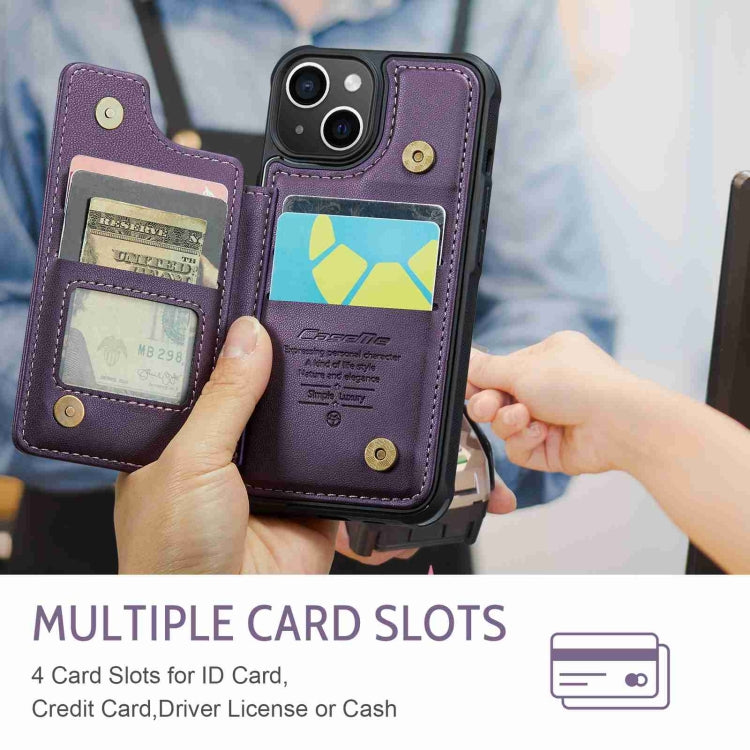 For iPhone 15 CaseMe C22 Card Slots Holder RFID Anti-theft Phone Case(Purple) - free shipping - PMC Jewellery - Order now!