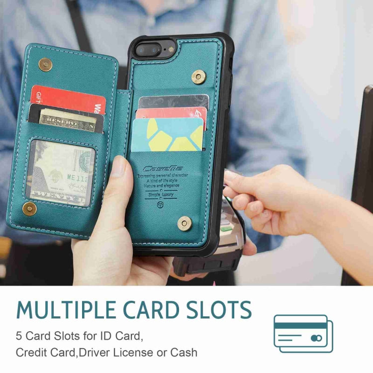 For iPhone 8 Plus / 7 Plus CaseMe C22 Card Slots Holder RFID Anti-theft Phone Case(Blue Green) - free shipping - PMC Jewellery - Order now!