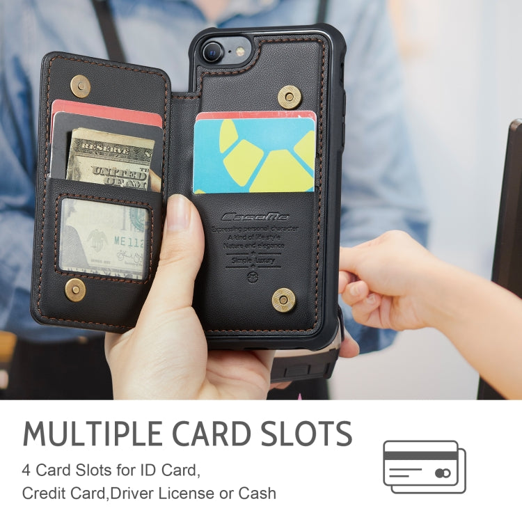 For iPhone SE 2022 / SE 2020 CaseMe C22 Card Slots Holder RFID Anti-theft Phone Case(Black) - free shipping - PMC Jewellery - Order now!