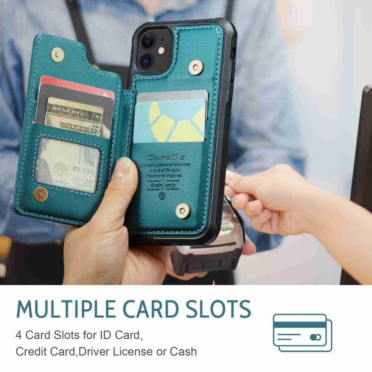For iPhone 11 CaseMe C22 Card Slots Holder RFID Anti-theft Phone Case(Blue Green) - free shipping - PMC Jewellery - Order now!