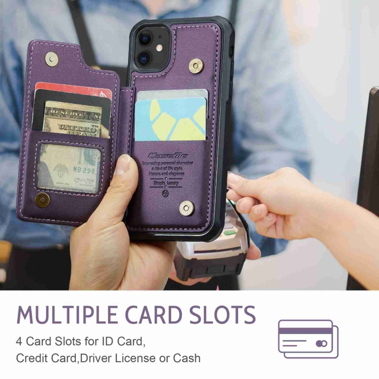 For iPhone 11 CaseMe C22 Card Slots Holder RFID Anti-theft Phone Case(Purple) - free shipping - PMC Jewellery - Order now!