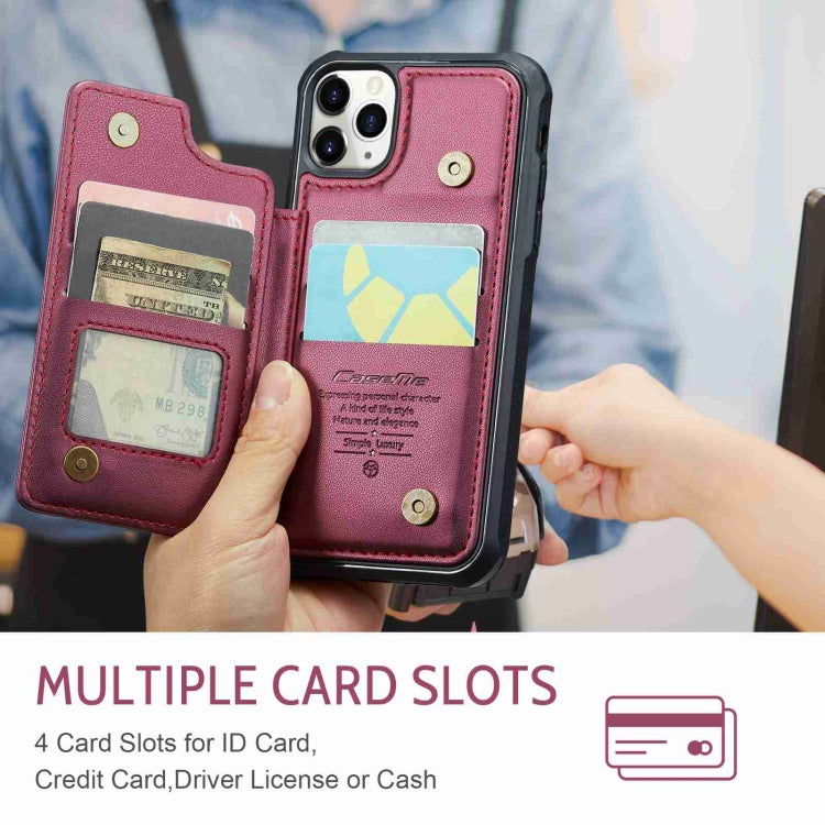 For iPhone 11 Pro CaseMe C22 Card Slots Holder RFID Anti-theft Phone Case(Wine Red) - free shipping - PMC Jewellery - Order now!
